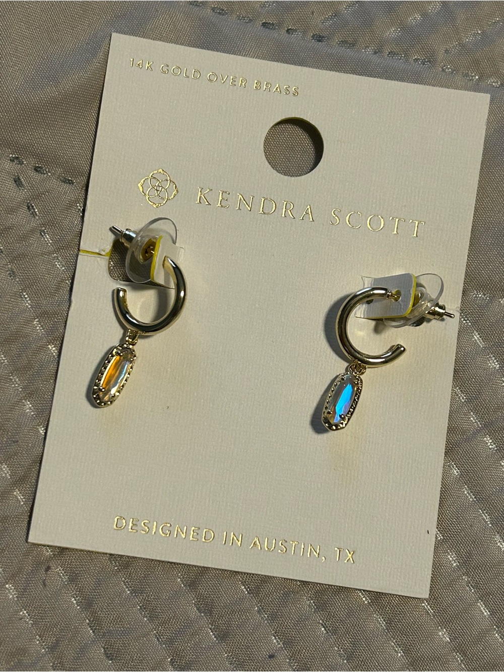 Kendra Scott Emma Huggie Hoop Earrings - 14k Gold Over Brass Iridescent NWT